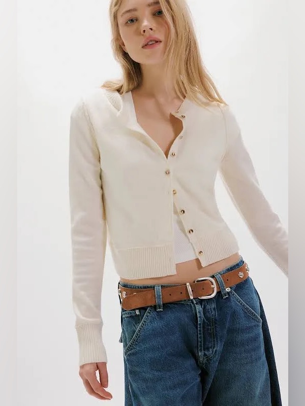 Free People Nocturnal Solid Cardigan Large Cream Nwt